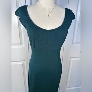 Maeve by Anthropologie Dark Teal Cap Sleeve Midi Sheath Dress